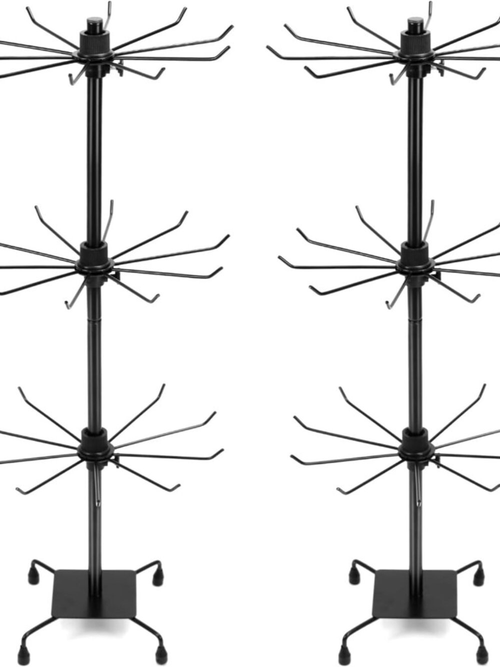 3-Tier Rotating Metal Jewelry Display Stand – 2 Sets Adjustable Tabletop Holder